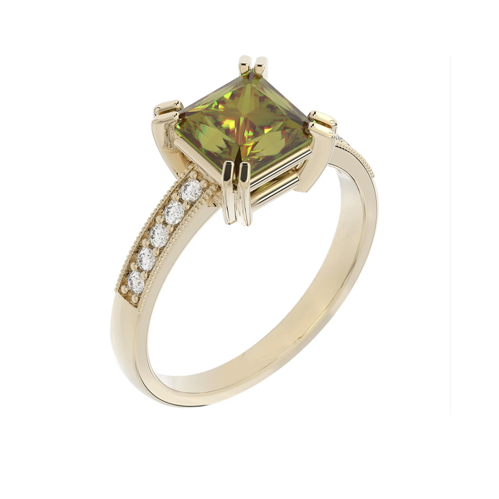 Pierścionek - kolekcja Csarite z diamentami - princess cut