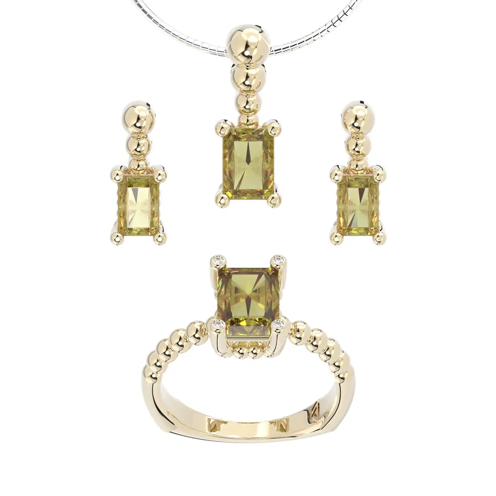 Thumbnail: Komplet biżuterii - kolekcja Csarite z diamentami - antique cut