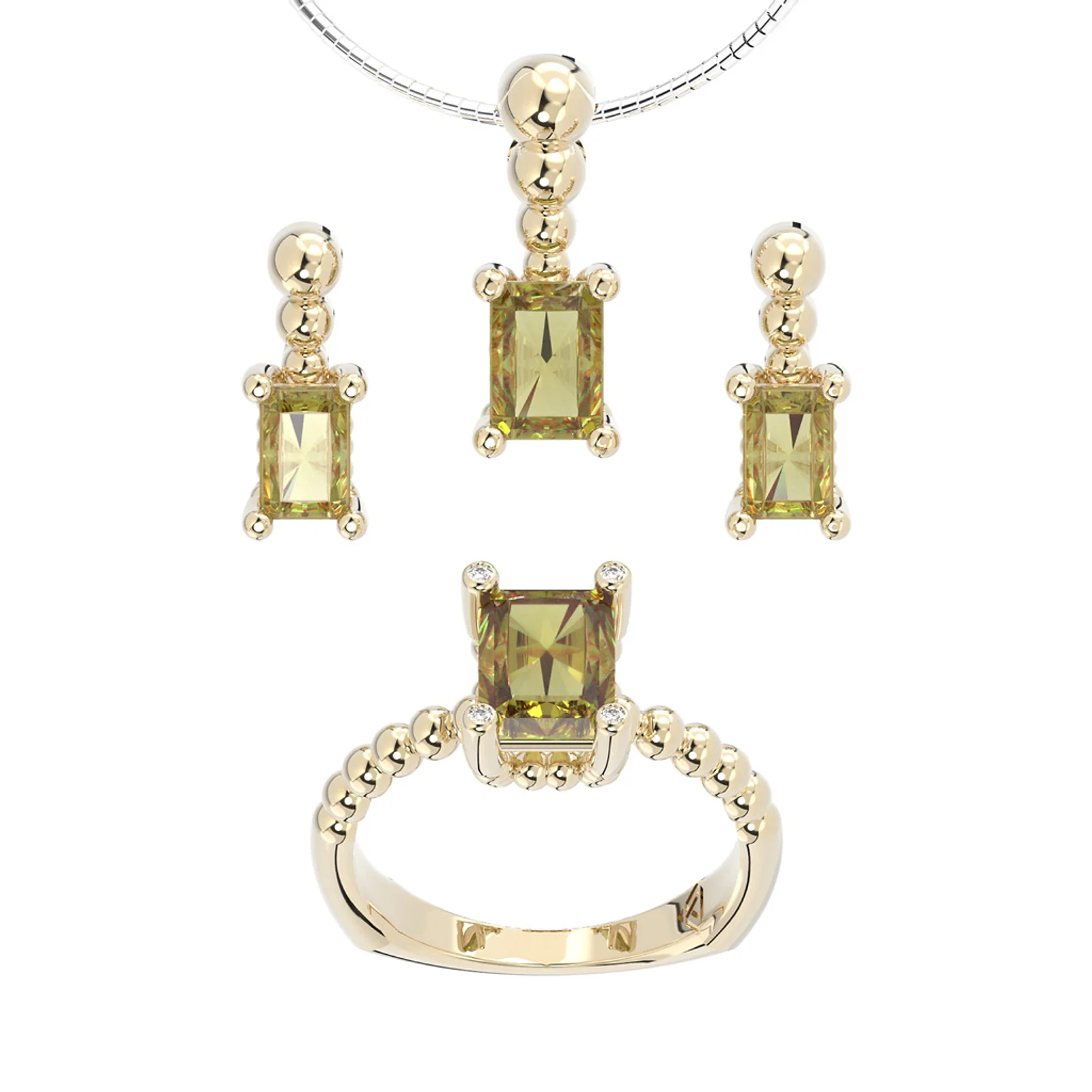 Komplet biżuterii - kolekcja Csarite z diamentami - antique cut