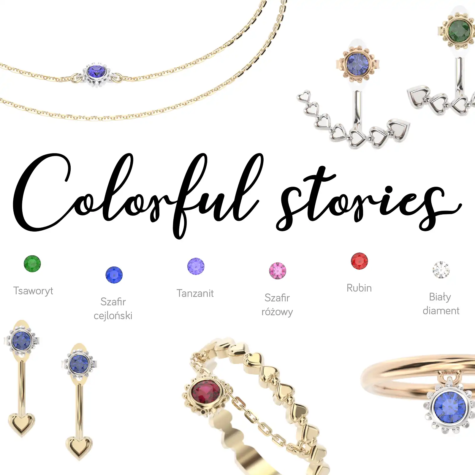 Thumbnail: Pierścionek classic z diamentem Colorful Stories