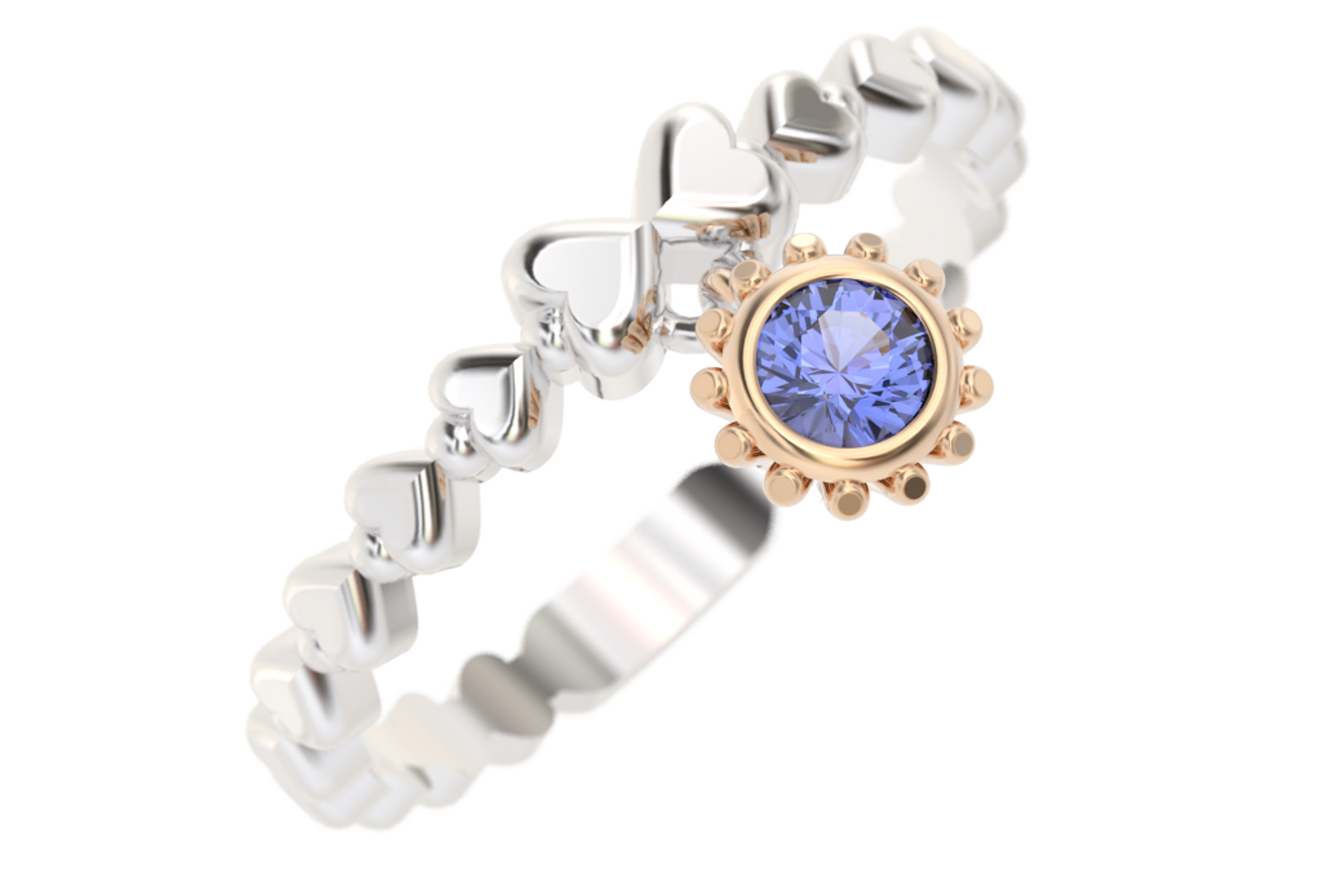 Pierścionek hearts charms z tanzanitem Colorful Stories